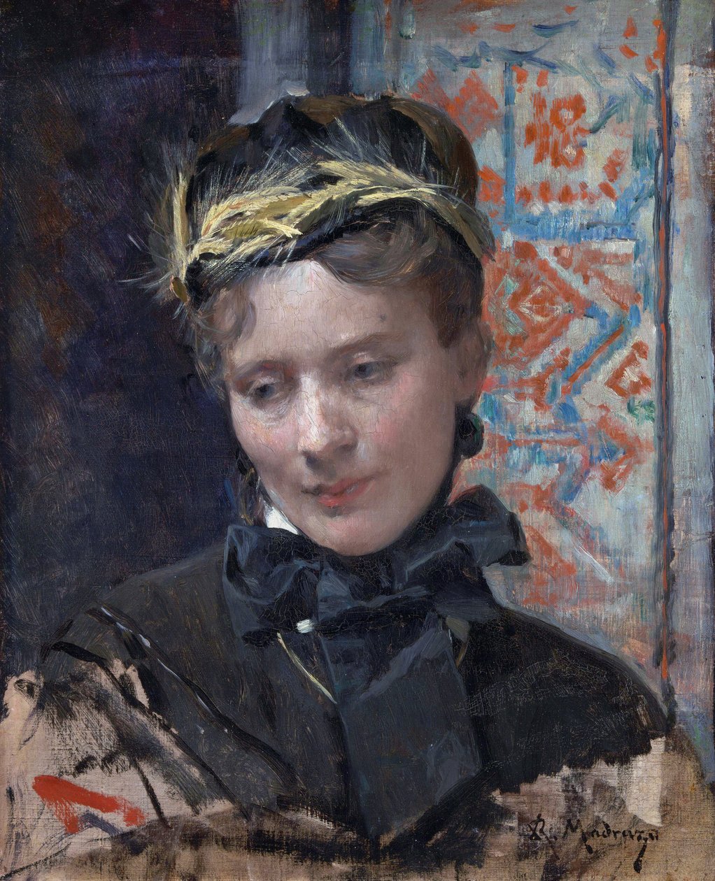 Portrét dámy - Malba Raimunda de Madrazo y Garreta (1841-1920), Olej na plátně 1885-1896 - Národní galerie, Londýn 49,5x40 od Raimundo de Madrazo y Garreta