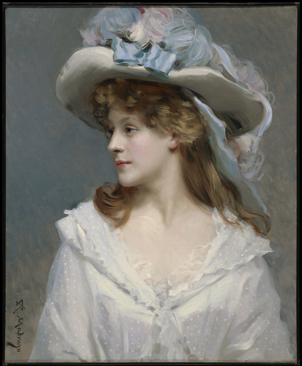 Žena v bílém, kolem roku 1880 od Raimundo de Madrazo y Garreta