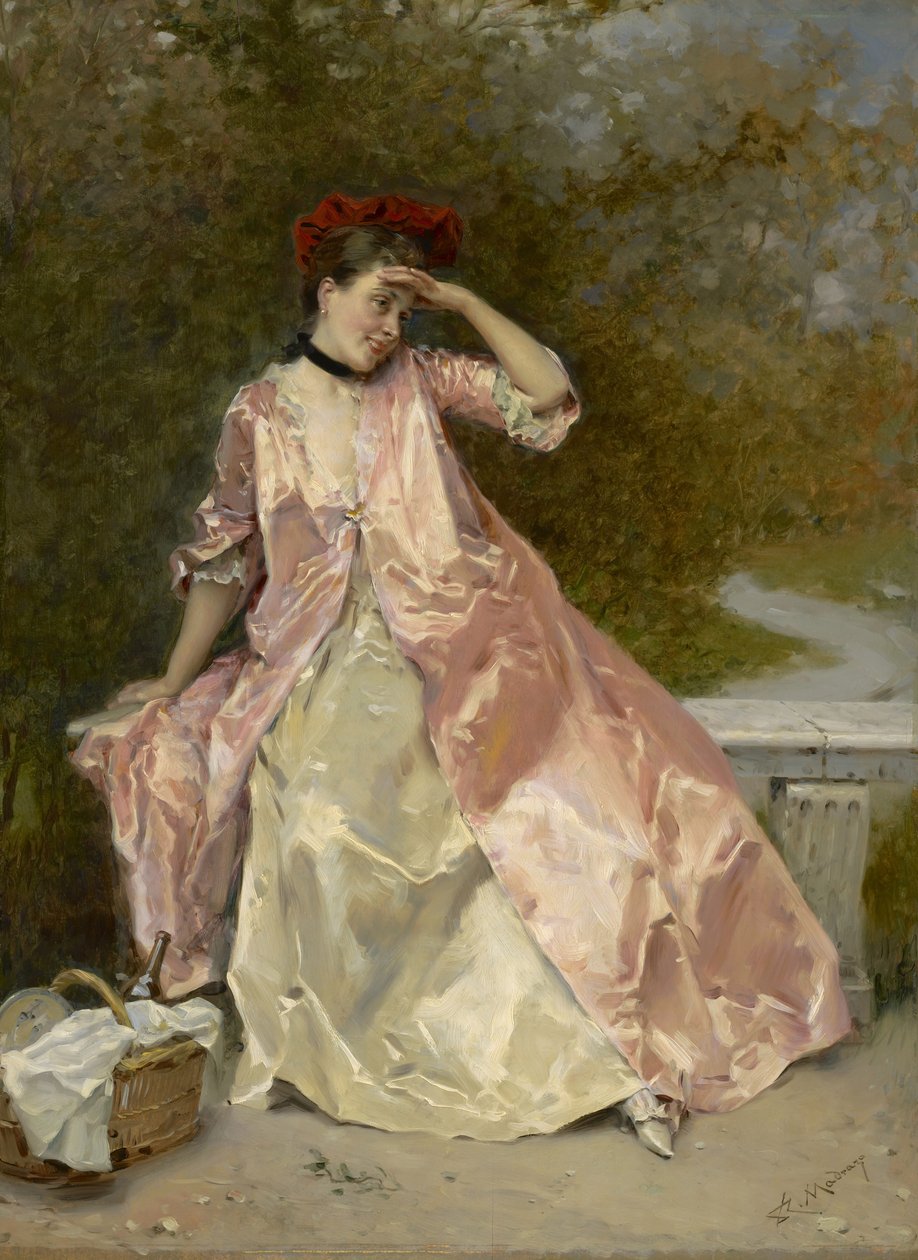 Žena s piknikovým košem, kolem roku 1890 od Raimundo de Madrazo y Garreta