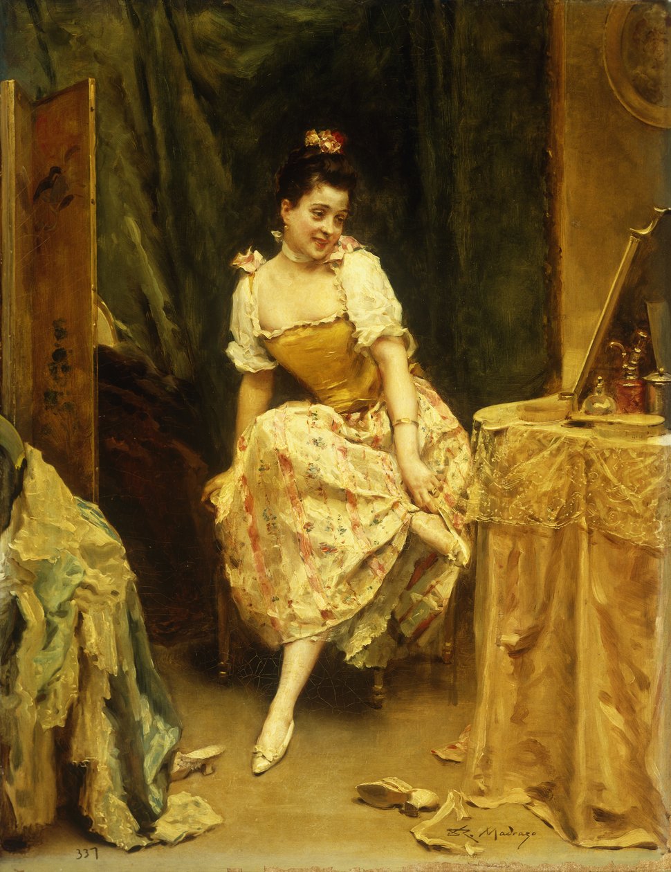 Mladá žena u toaletního stolku, od Raimundo de Madrazo y Garreta