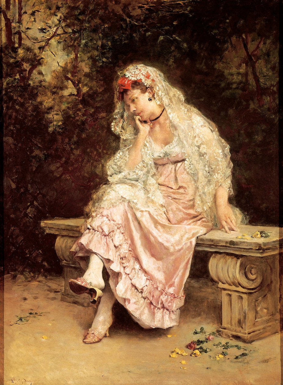 "" Mladá žena v zahradě "" Obraz Raimunda Madraza (1841-1920). Kolem 1900. Bilbao, Muzeum výtvarných umění. od Raimundo de Madrazo y Garreta