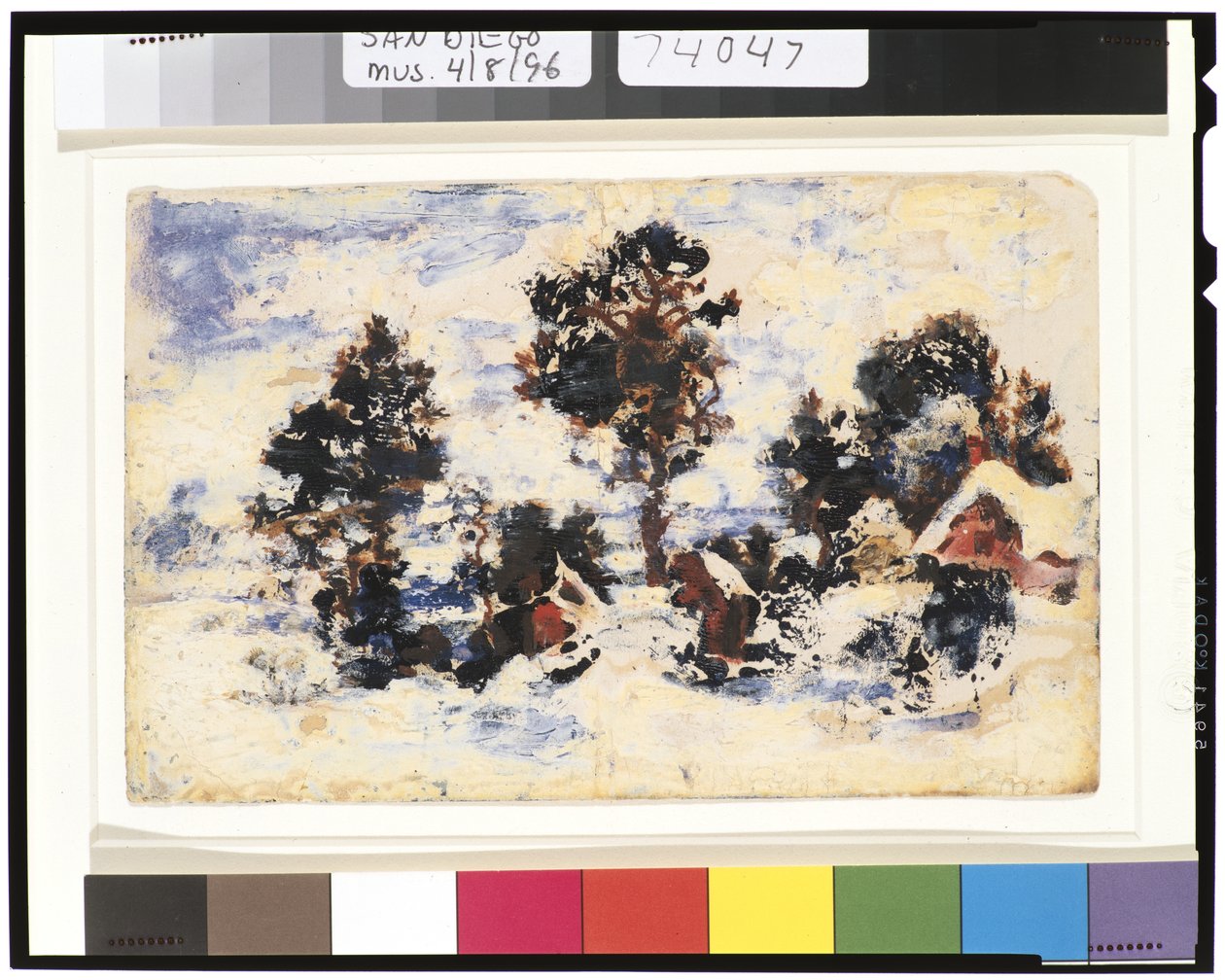 Zimní krajina s červenou budovou, 1901-15 od Ralph Albert Blakelock