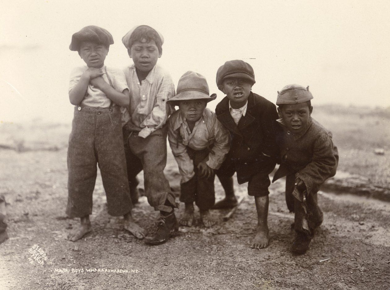 Maori Boys, Whakarewarewa, cca 1910 (stříbrný želatinový tisk) od Ralph Seldon