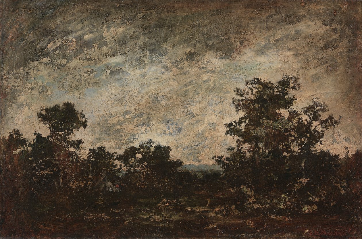 Indiánský tábor, asi 1890 (olej na plátně) od Ralph Albert Blakelock