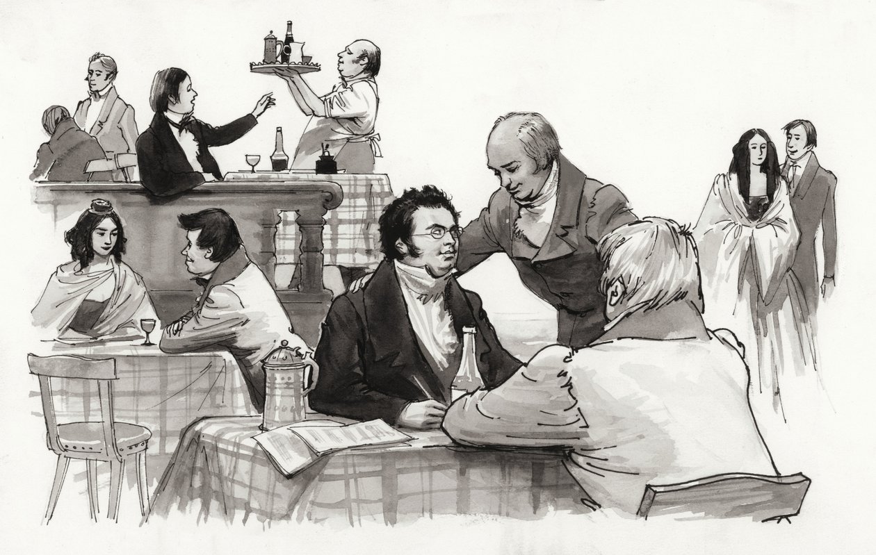 Schubert a přátelé (kvaš na papíře) od Ralph Bruce