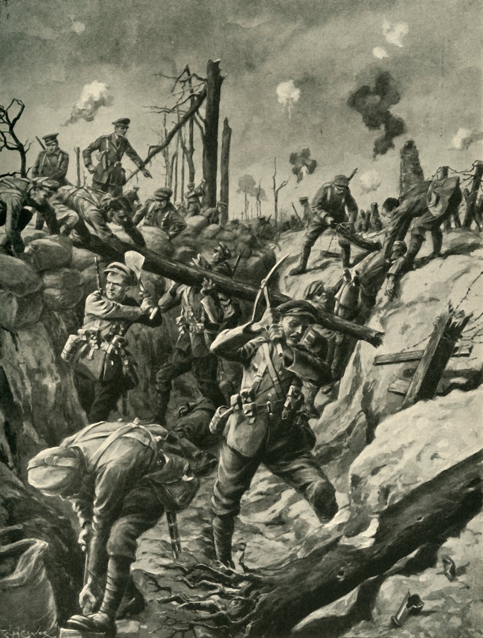 Britští vojáci v německém zákopu, západní fronta, první světová válka, c1915, c1920. od Ralph Cleaver