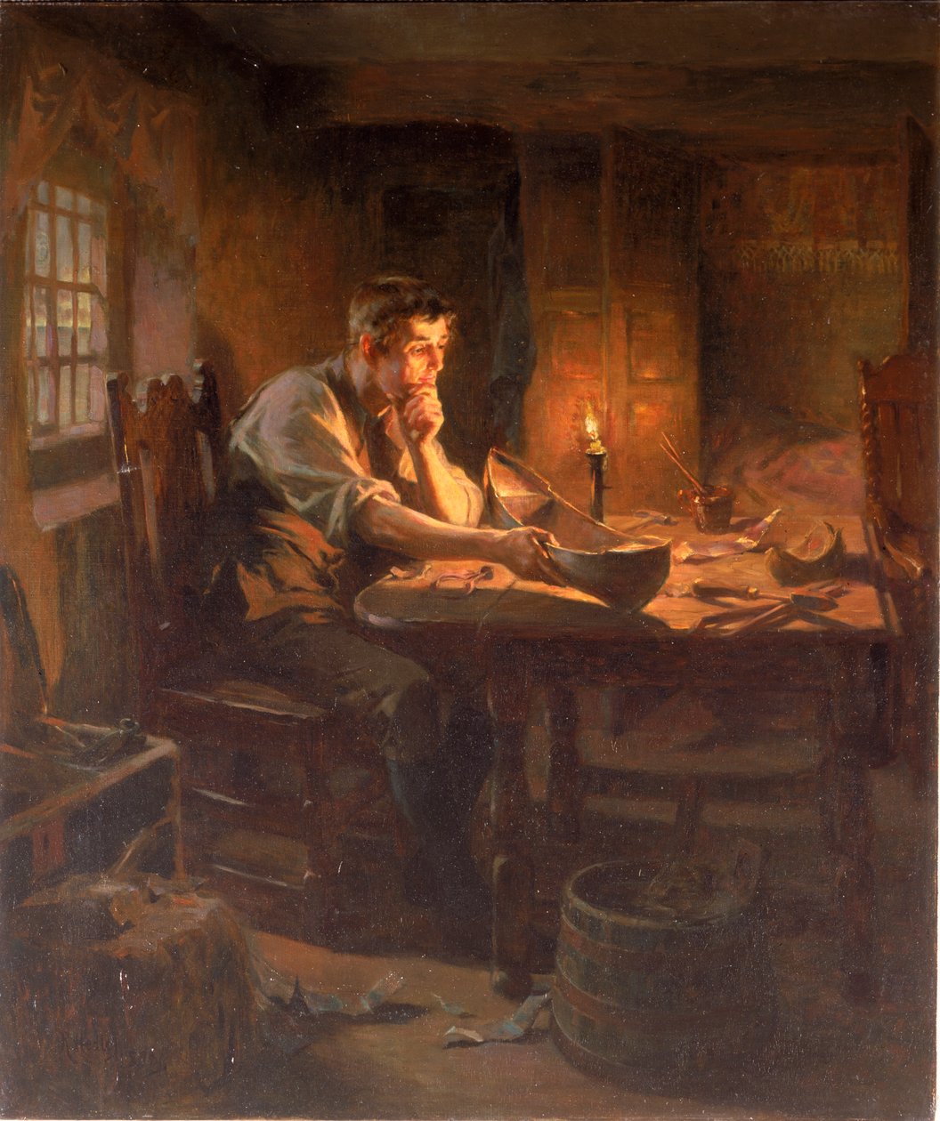 Vynález záchranného člunu, Willie Wouldhave, South Shields, 1789, 1896 od Ralph Hedley