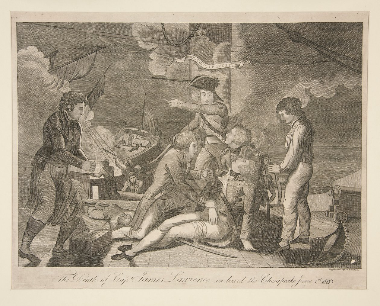 Smrt kapitána Jamese Lawrence na palubě Chesapeake, 1. června 1813 od Ralph Rawdon