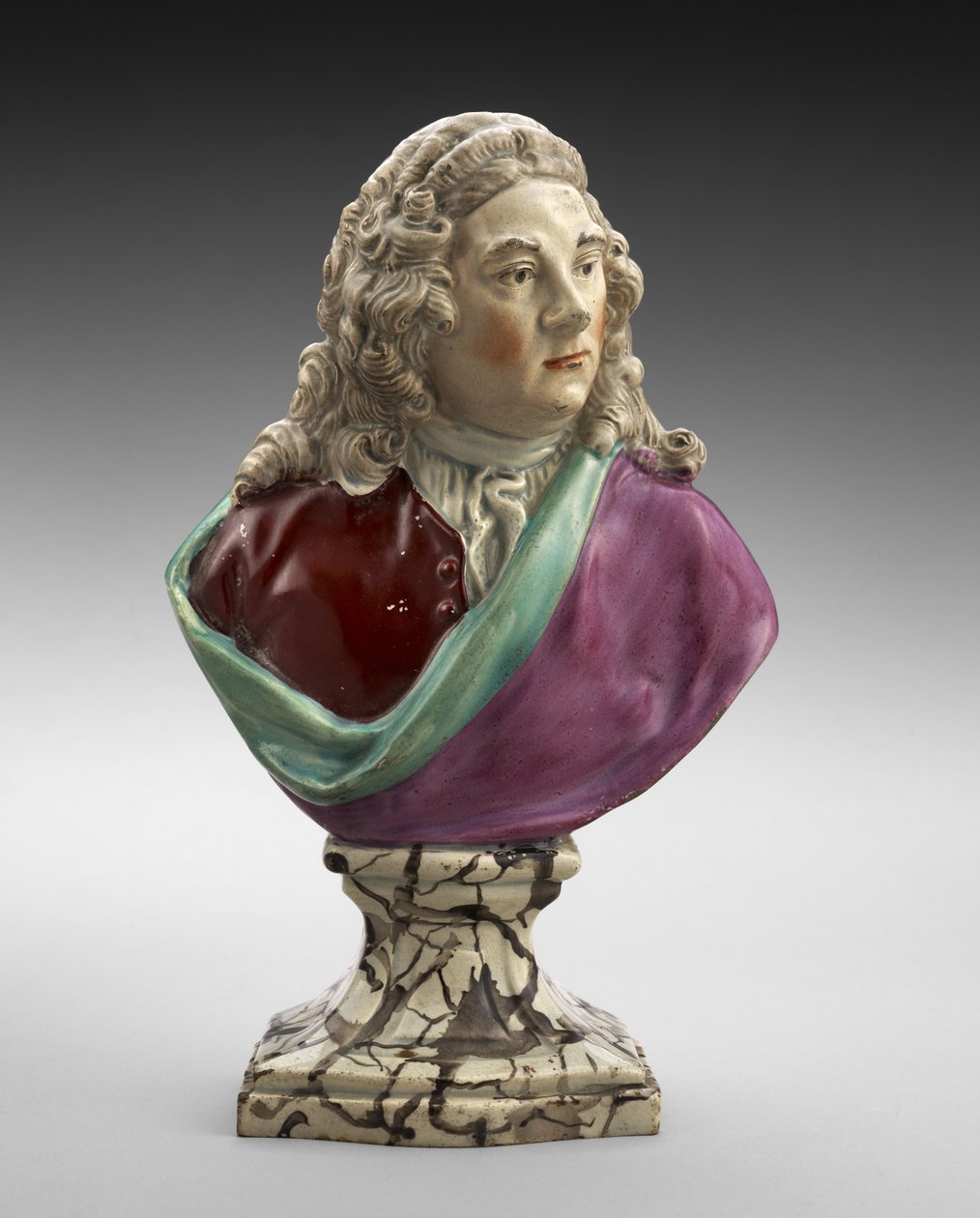 Busta George Frideric Händel, c. 1782-1795 (olověná glazovaná kamenina (perleť) s přeglazovaným smaltem) od Ralph Sr. Wood