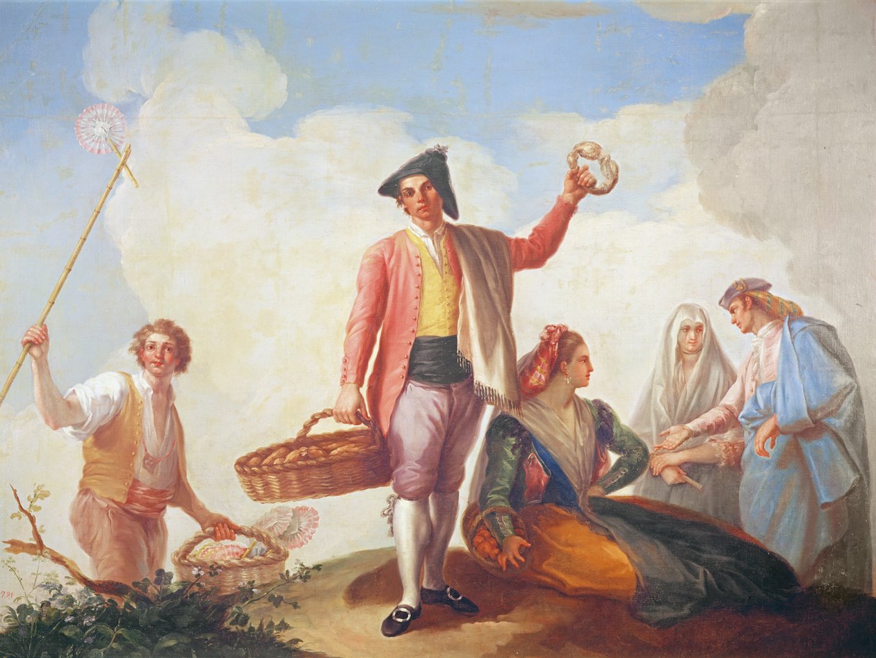 Prodejci vějířů a roscas, 1788 od Ramon Bayeu y Subias