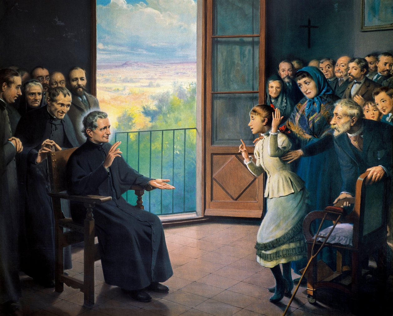 "" Svatý Jan Bosco (Giovanni Bosco říká také Don Bosco kněz a italský pedagog (1815-1888) "" Obraz Ramona Bofarulla (19. století) od Ramon Bofarull
