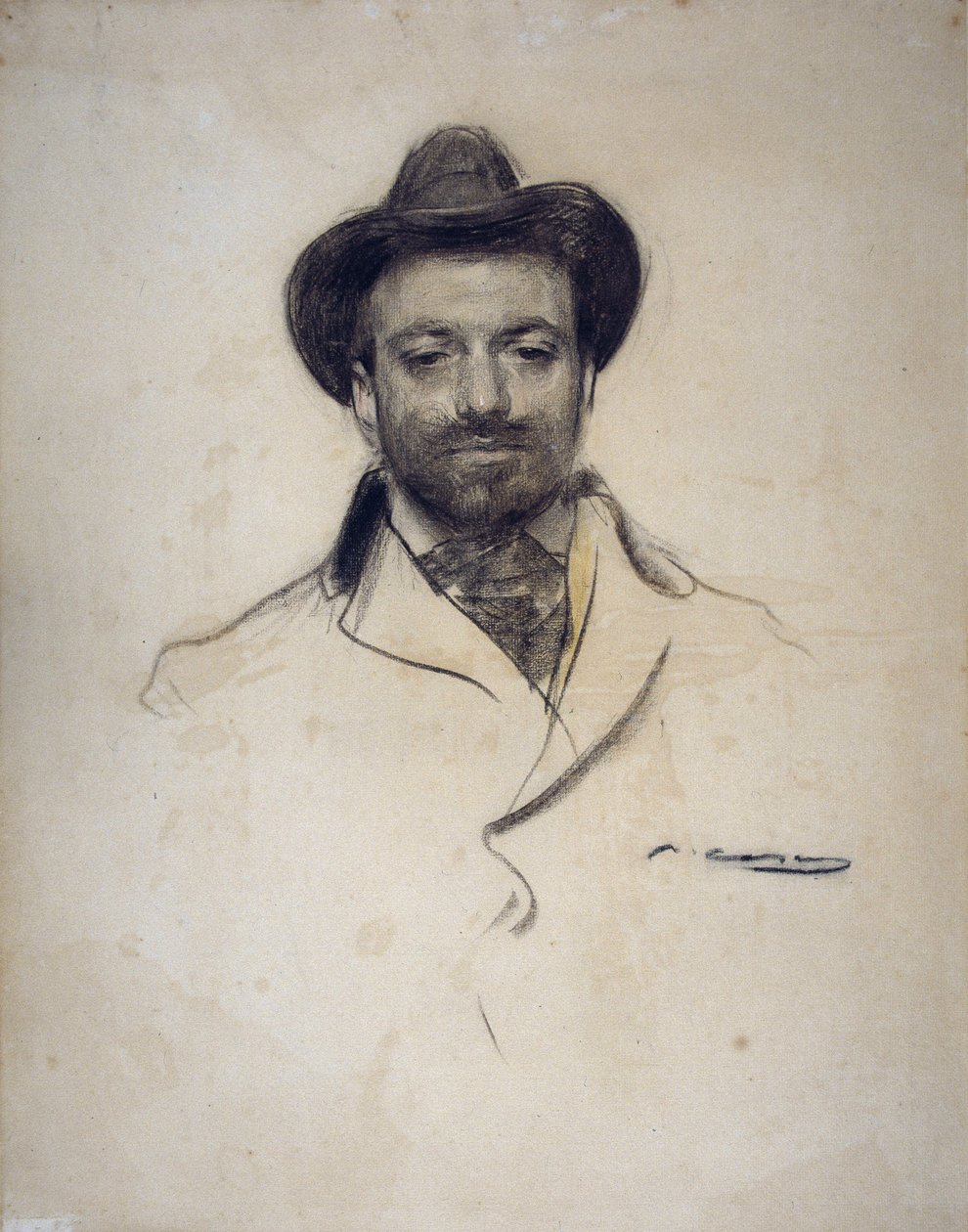 ""Portrét španělského malíře a fotografa Jose Maria Serta (1874-1945)"" Kresba uhlem od Ramona Casase (1866-1932) 1904 Soukromá sbírka od Ramón Casas