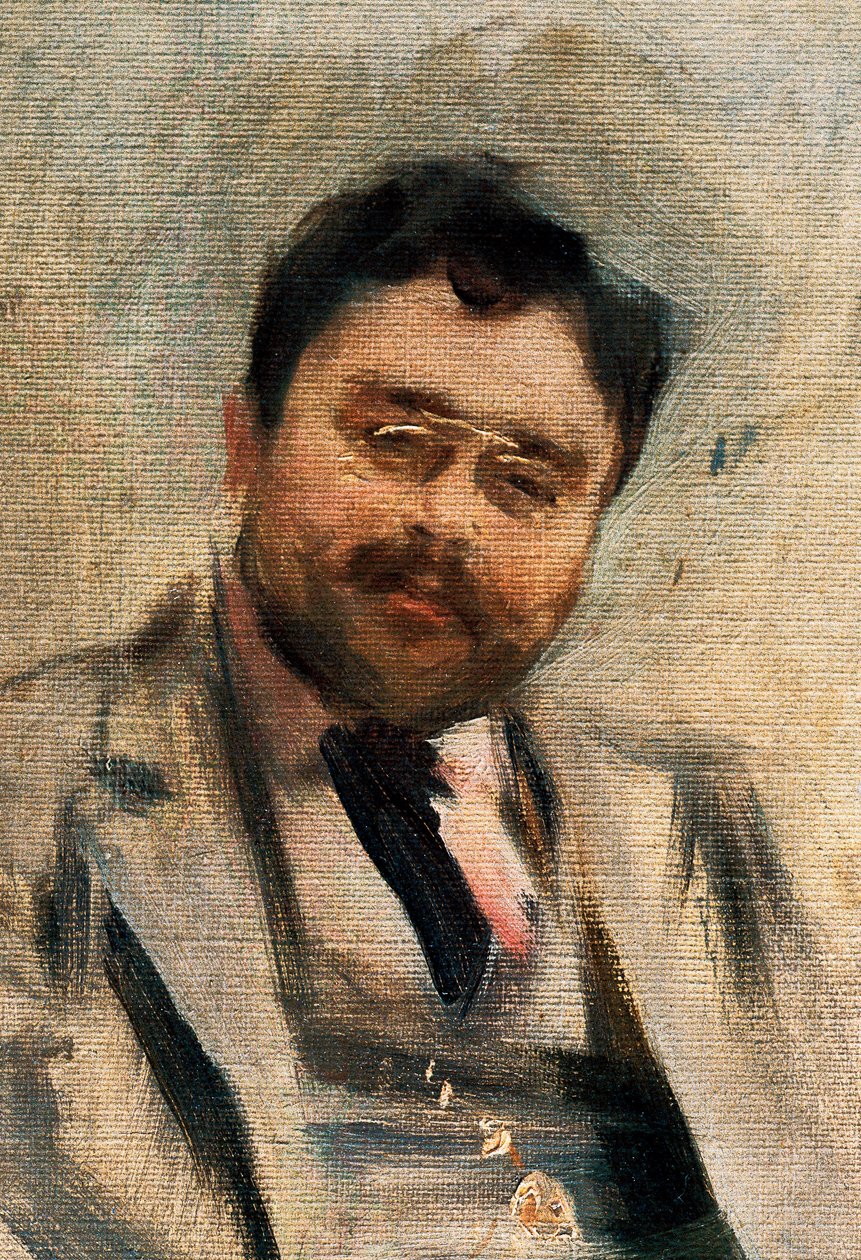 Portrét Isaaca Albenize ve věku 34 let, detail (olej na plátně) od Ramon Casas i Carbo