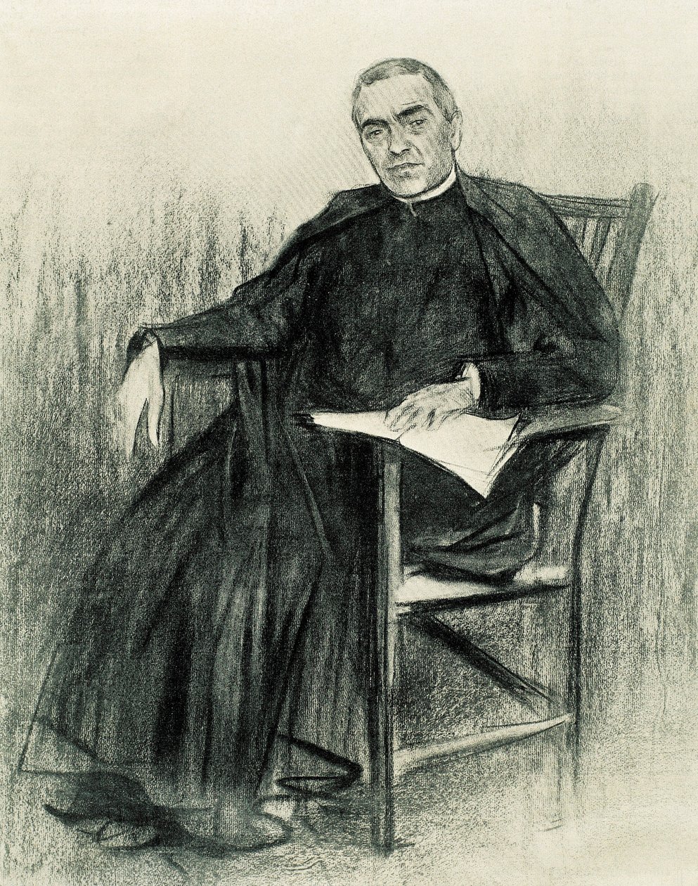 Portrét katalánského básníka Jacinta Verdaguera (1845-1902) (kresba) od Ramon Casas i Carbo