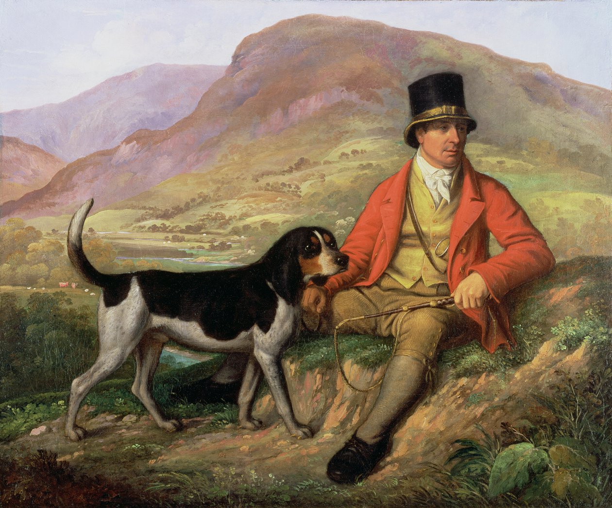 Portrét Johna Peela (1776-1854) s jedním z jeho psů od Ramsay Richard Reinagle