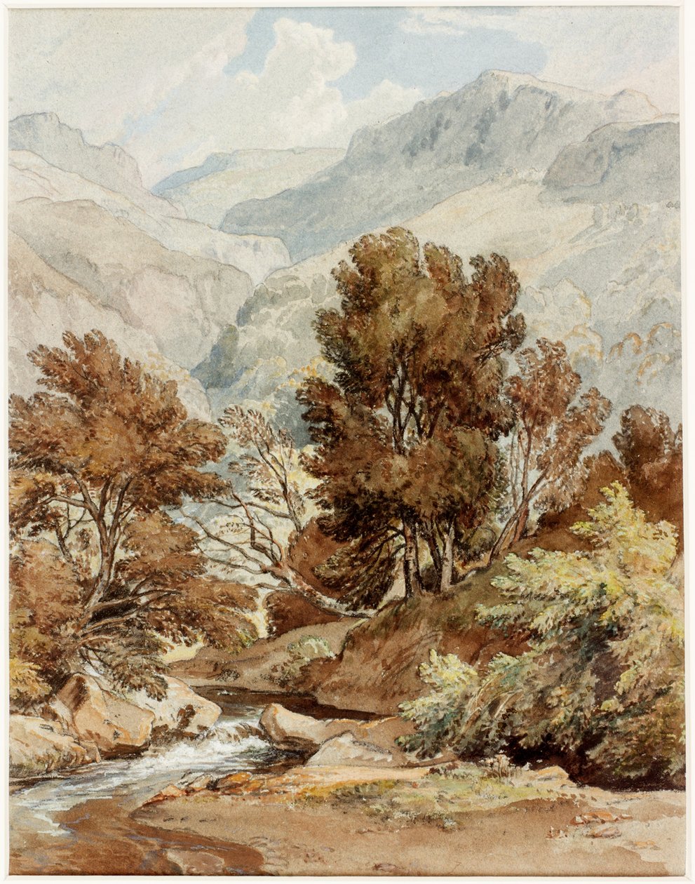 Pohled z břehu jezera Keswick (křída a čb na papíře) od Ramsay Richard Reinagle