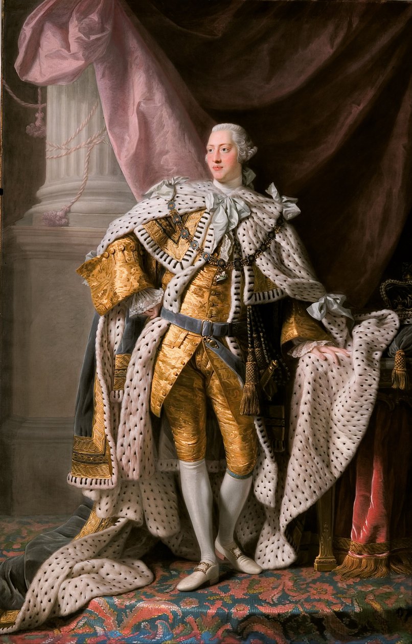 Portrét krále Jiřího III Spojeného království 1738-1820 v jeho korunovačním rouchu, cca 1770 od Ramsay