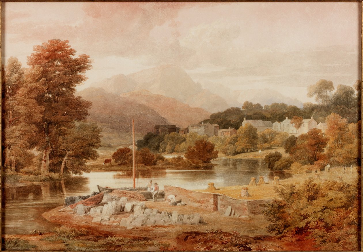 A Slate Wharf, Brathay (tužka a akvarel na papíře) od Ramsay Richard Reinagle