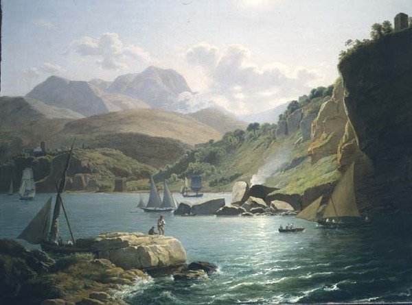 Pohled na pobřeží Vietri Sul Mare a vesnici Raito v zálivu Salerno od Ramsay Richard Reinagle