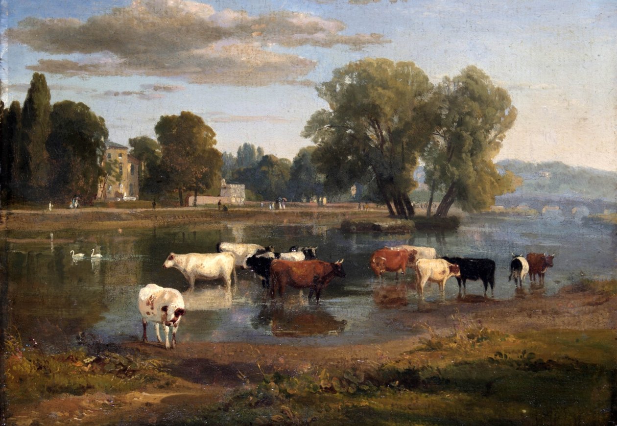 Temže v Richmondu z Middlesex banky, při pohledu na Asgill House od Ramsay Richard Reinagle