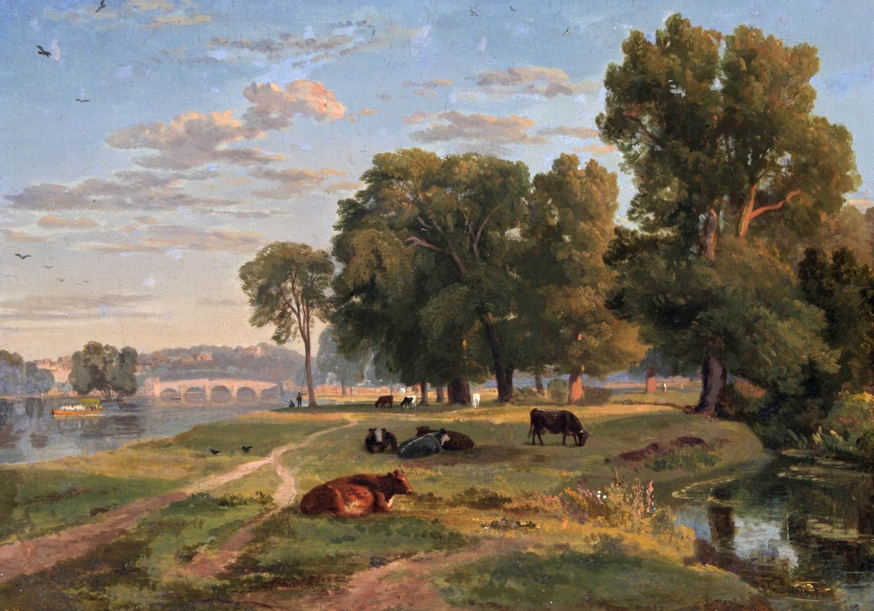 Temže v Richmondu z Middlesex banky, při pohledu na most od Ramsay Richard Reinagle