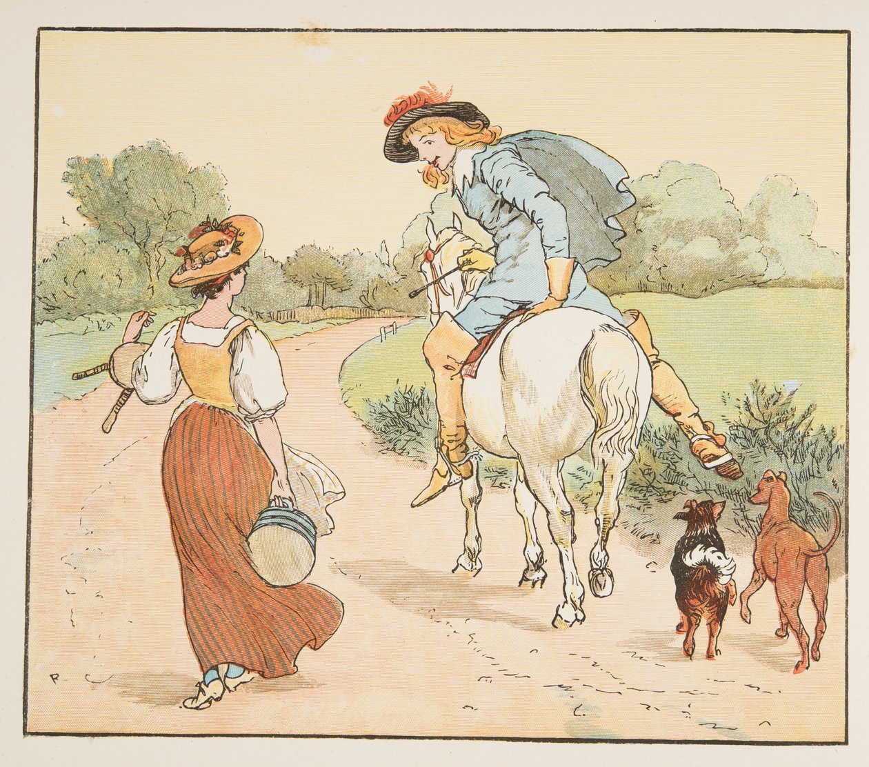 "Mám jít s tebou, má hezká služebná?", z The Hey Diddle Diddle Picture Book, pub.1882 od Randolph Caldecott