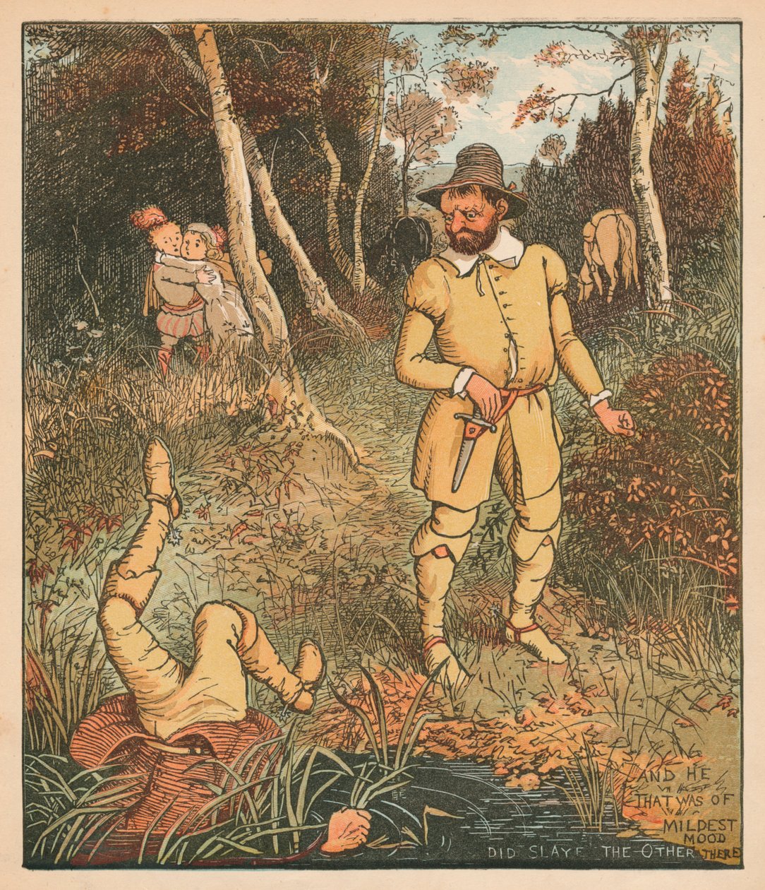 A ten, kdo měl nejmírnější náladu, tam zabil toho druhého, c1880. od Randolph Caldecott