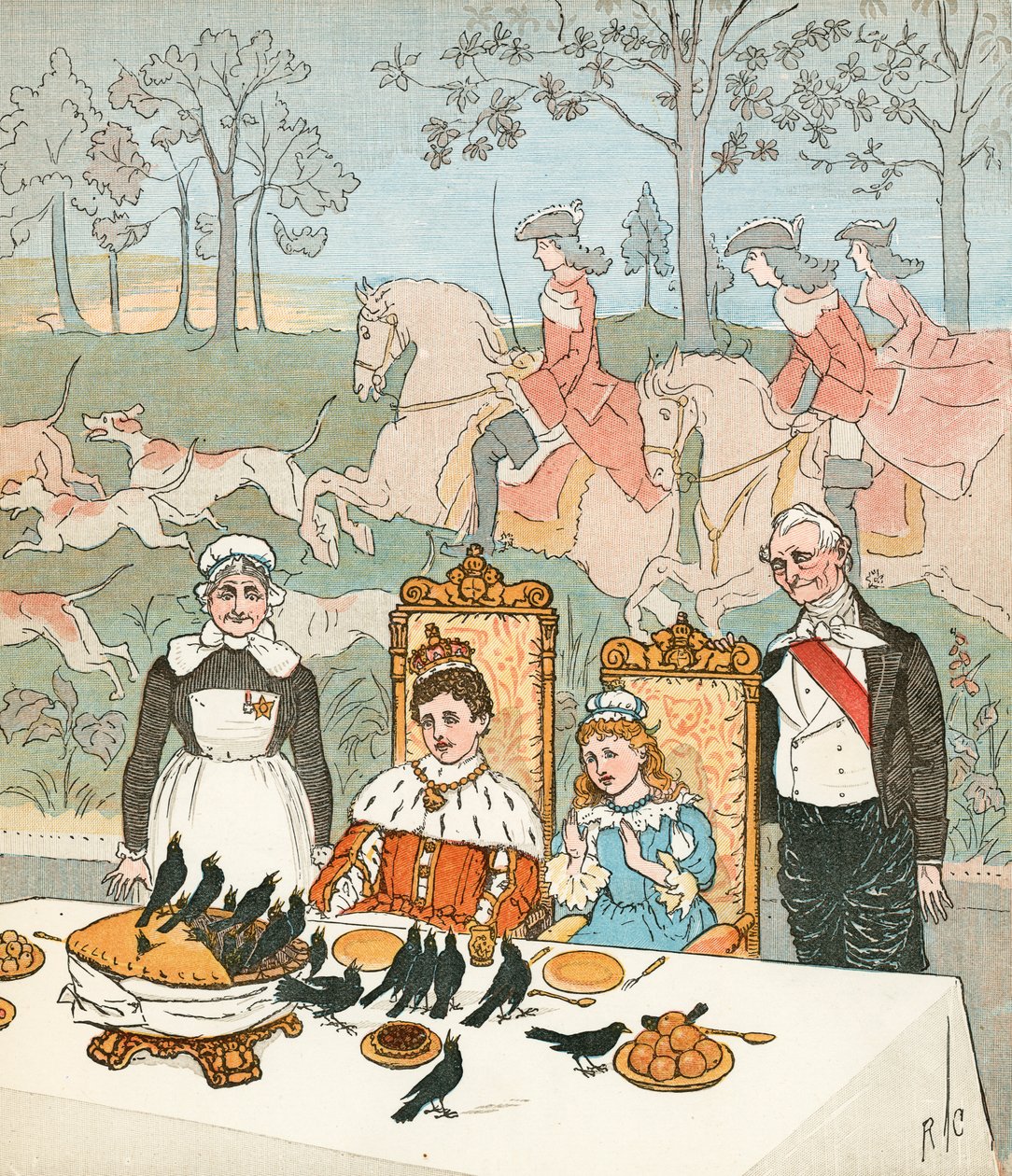 Čtyřiadvacet kosů (barevná litografie) od Randolph Caldecott