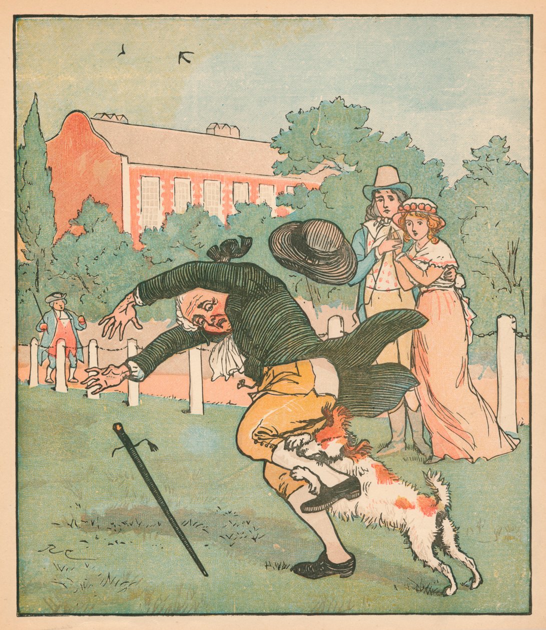 Dobrý muž z Islingtonu pokousaný psem, c1879. od Randolph Caldecott