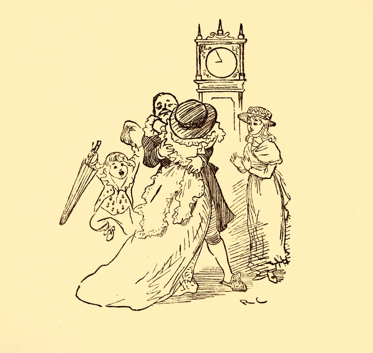 John Gilpin se znovu setkal se svou ženou a dětmi, 1878, c1918. od Randolph Caldecott