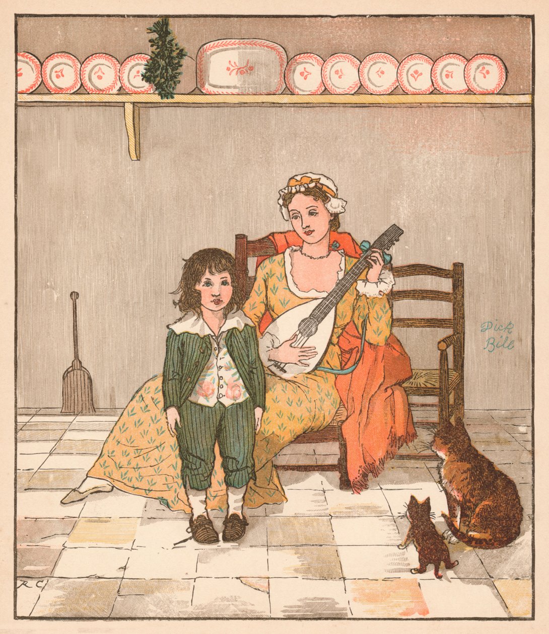 Mistr Bill Primrose se připravuje zpívat příběh, c1879. od Randolph Caldecott