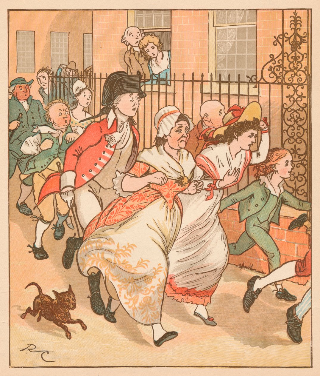 Sousedé spěchající na pomoc dobrému muži z Islingtonu, c1879. od Randolph Caldecott