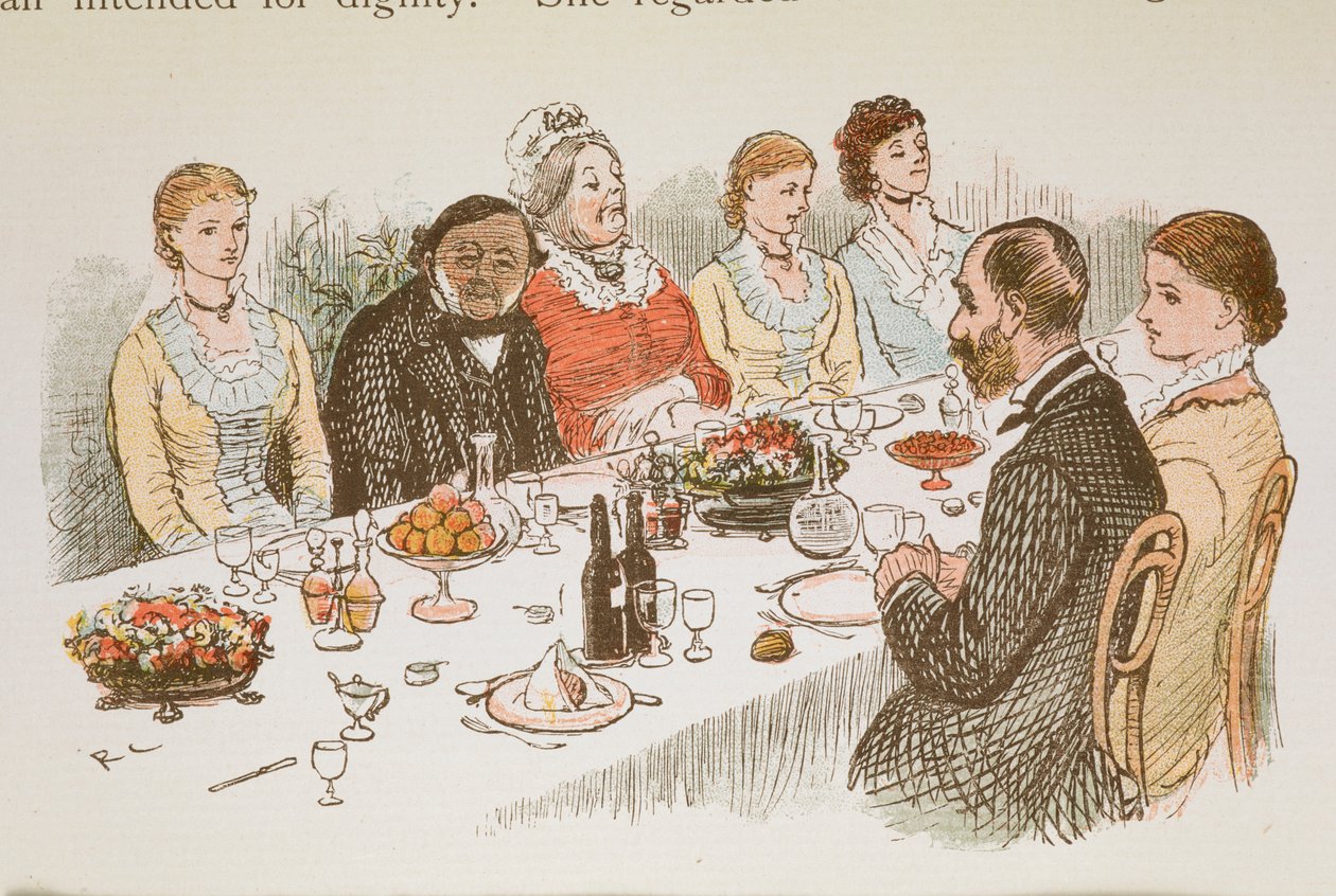 Lidé sedící u jídelního stolu. od Randolph Caldecott