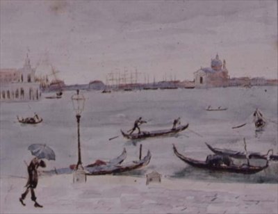 Celnice a kostel San Giorgio, Benátky, pohled z Piazzetty, 19. století od Randolph Caldecott