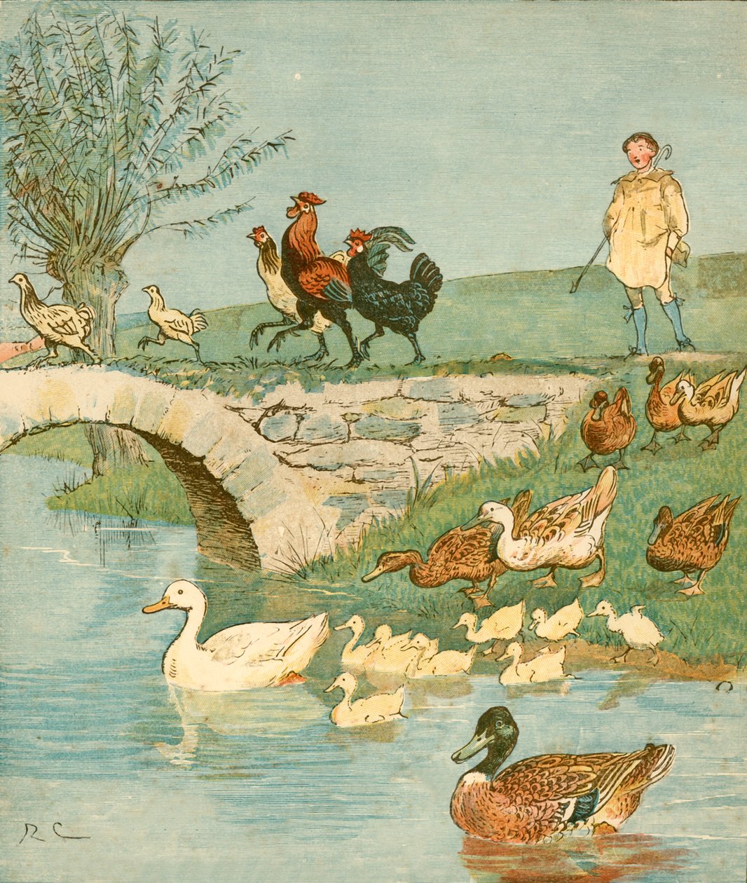 Chlapec farmářů se slepicemi a kachnami, c1881. od Randolph Caldecott