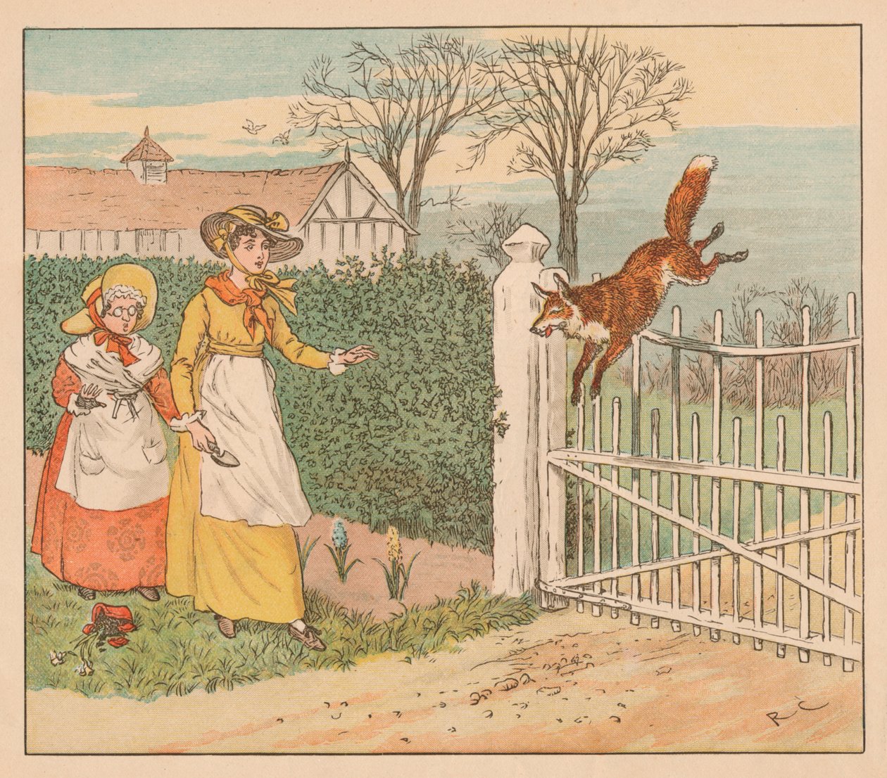 Fox skáče přes farářskou bránu, c1883. od Randolph Caldecott