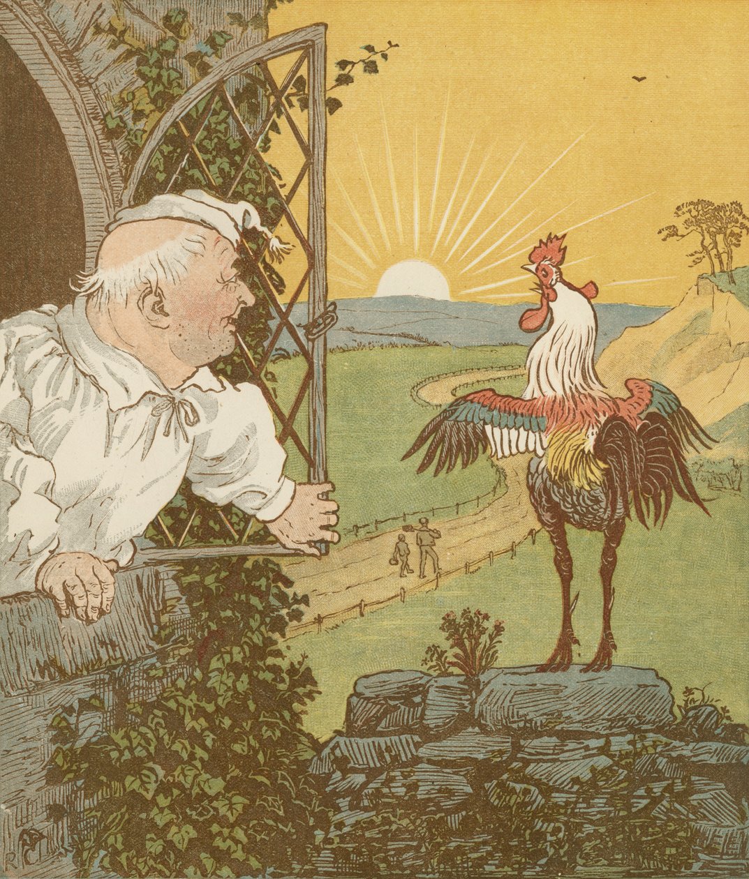Akumulační říkanka The House that Jack Built. Tohle je kohout, který ráno zakokrhal... Ilustrace Randolph Caldecott. od Randolph Caldecott