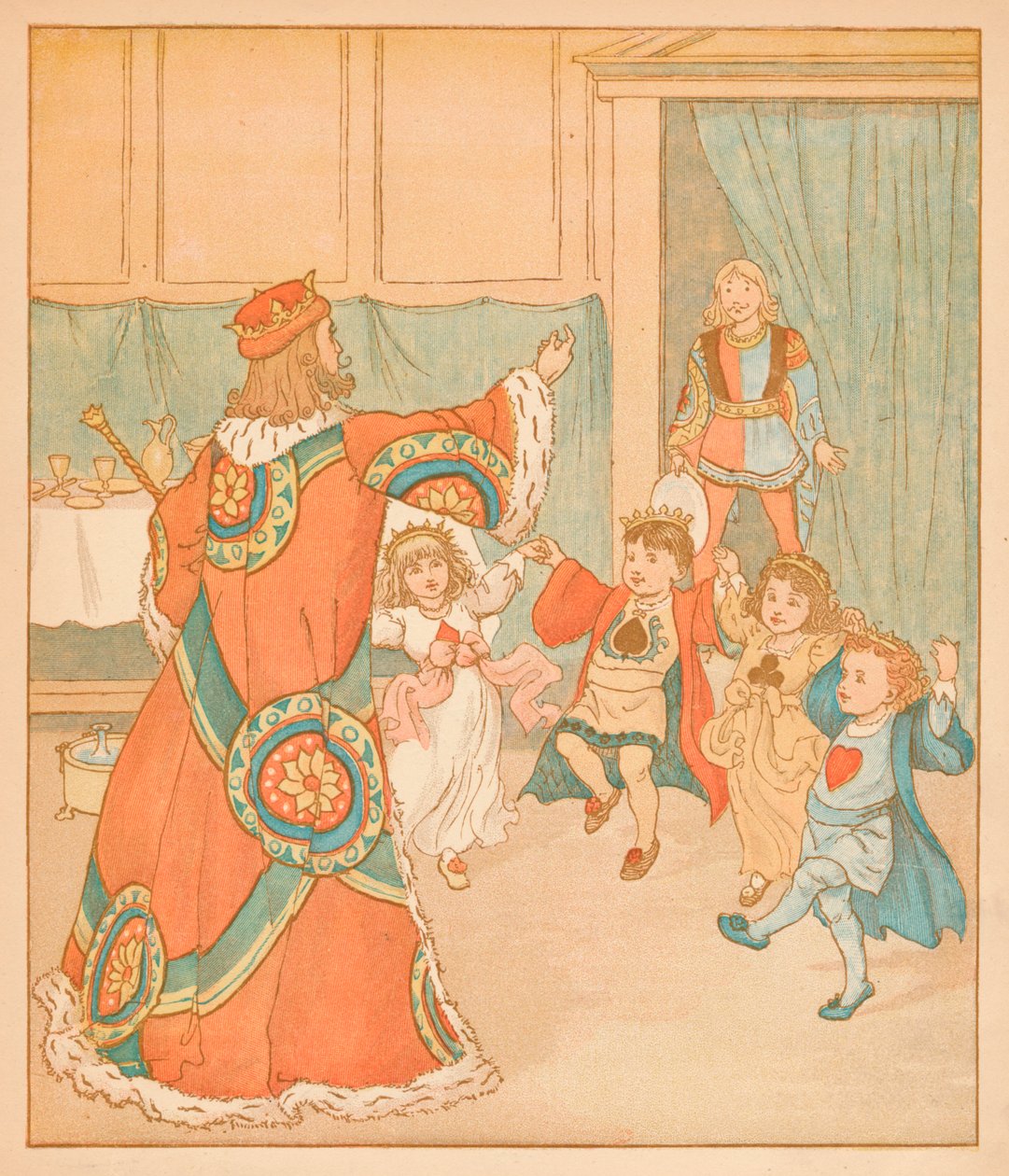 Srdcový král, volaný po těch koláčích, 1880. od Randolph Caldecott