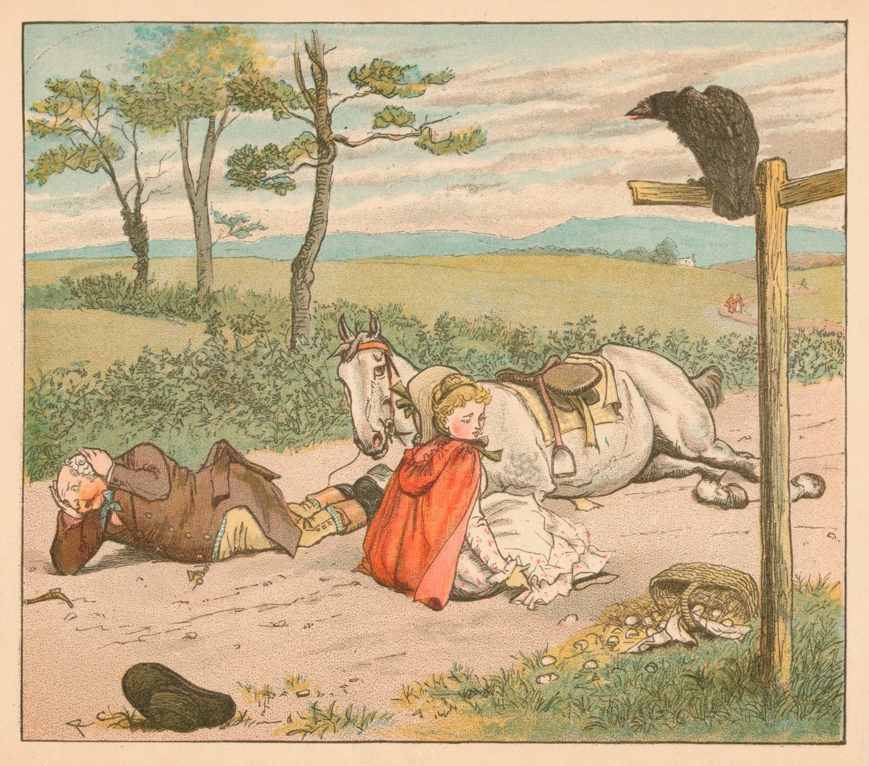 Klisna si podlomila kolena a Farmář svou korunu, c1885, 1934. od Randolph Caldecott