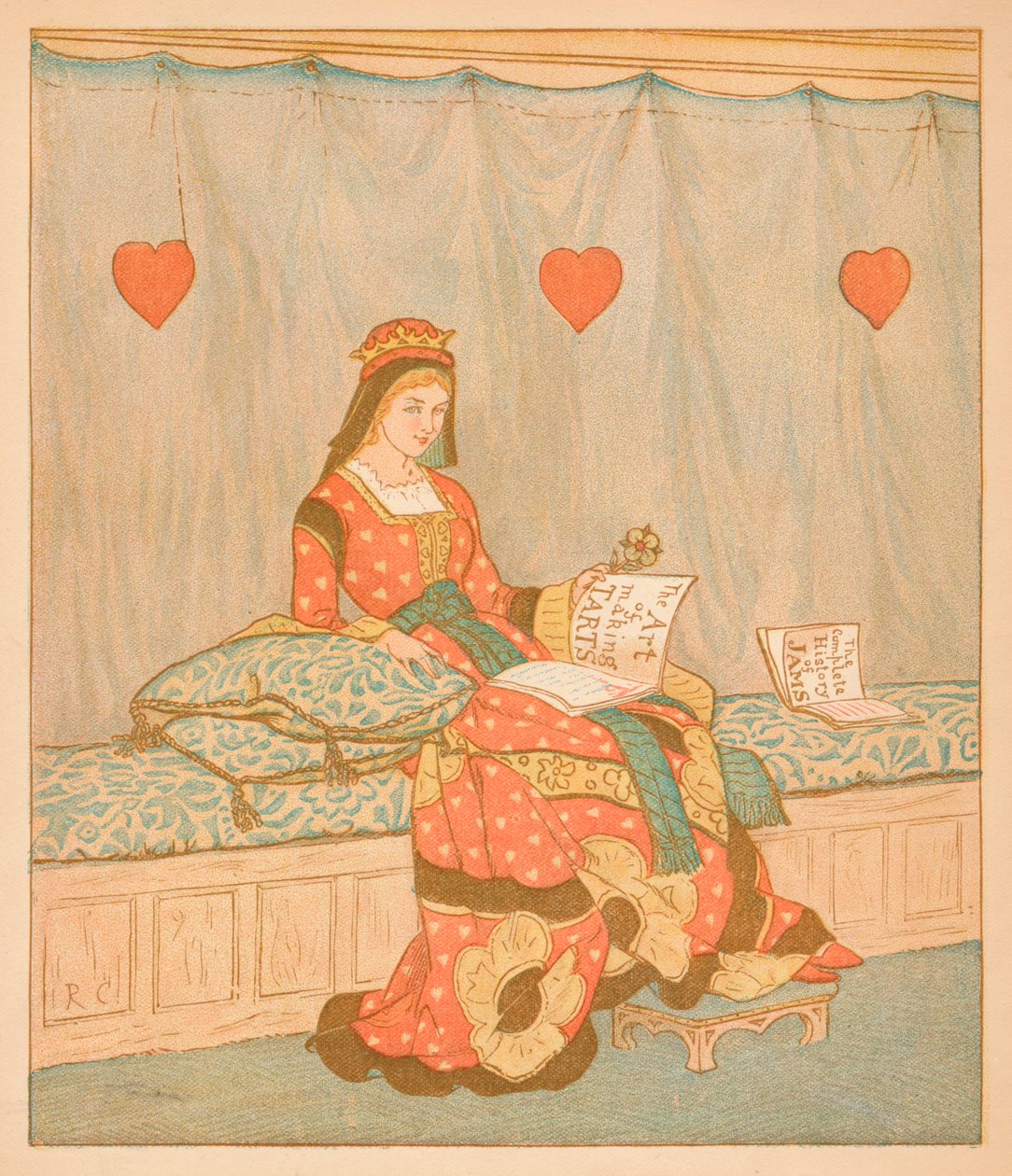 Srdcová královna, udělala pár koláčů, 1880. od Randolph Caldecott