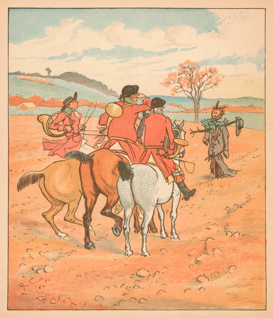 ...první věc, kterou našli, byl tattert boggart, na poli..., 1880. od Randolph Caldecott