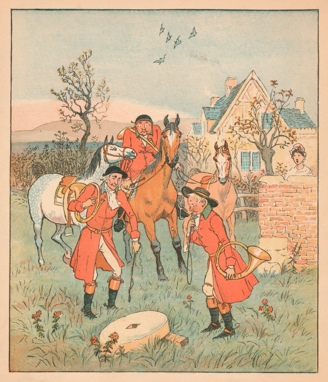 ...další věc, kterou našli, byl gruntin, brousící brusný kámen..., 1880. od Randolph Caldecott