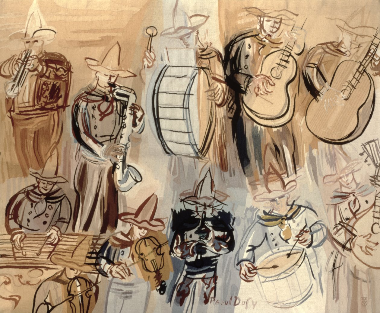 Mexický orchestr, studio Raymond Picaud, Aubusson od Raoul (after) Dufy
