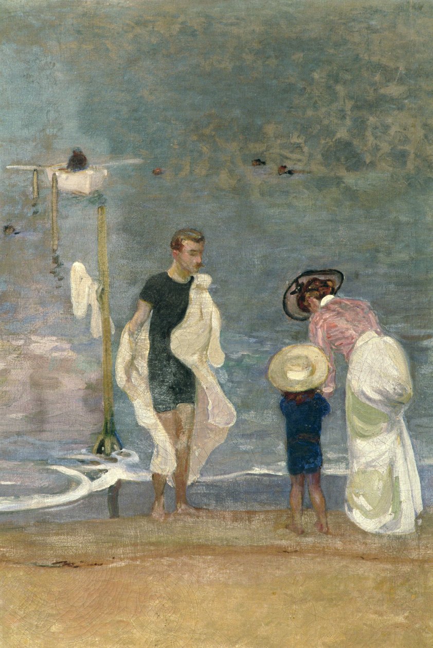 Na pláži (olej na plátně) (detail) (viz také 164322) od Raoul Du Gardier