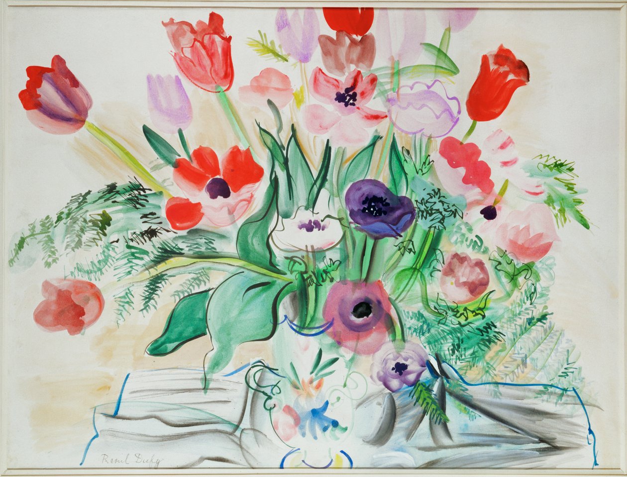 Sasanky a tulipány (akvarel na papíře) od Raoul Dufy