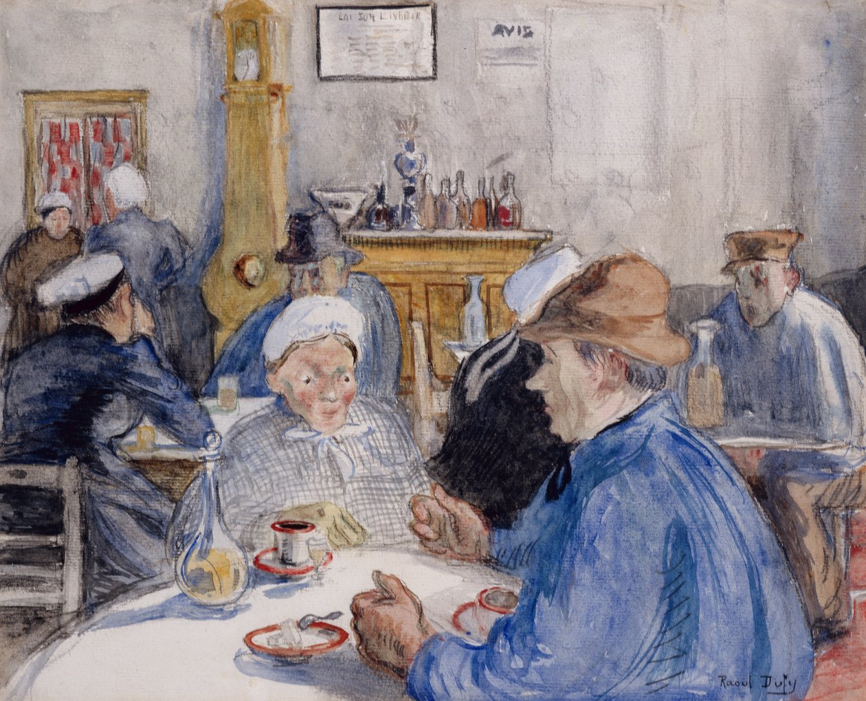 V kavárně, kolem roku 1900 (akvarel, wash a uhel) od Raoul Dufy