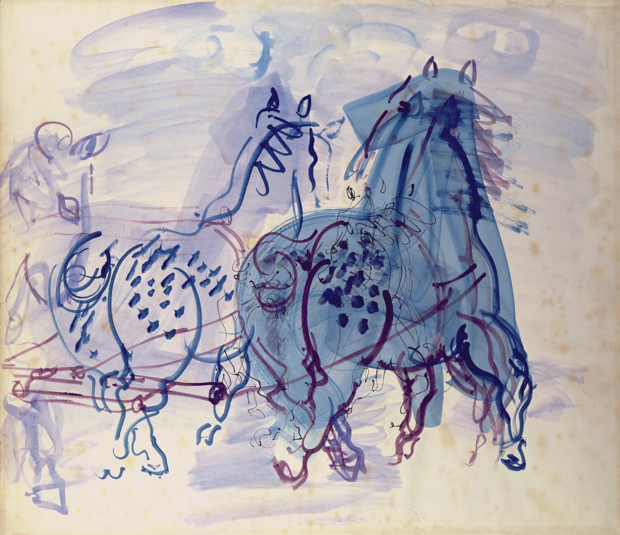 Modří tažní koně (kvaš na papíře) od Raoul Dufy
