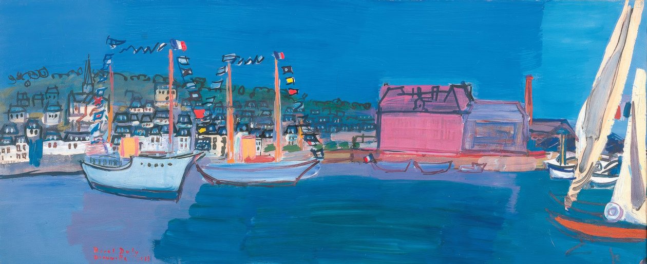 Lodě moře malé vlajky domy malý přístav dock plachty od Raoul Dufy