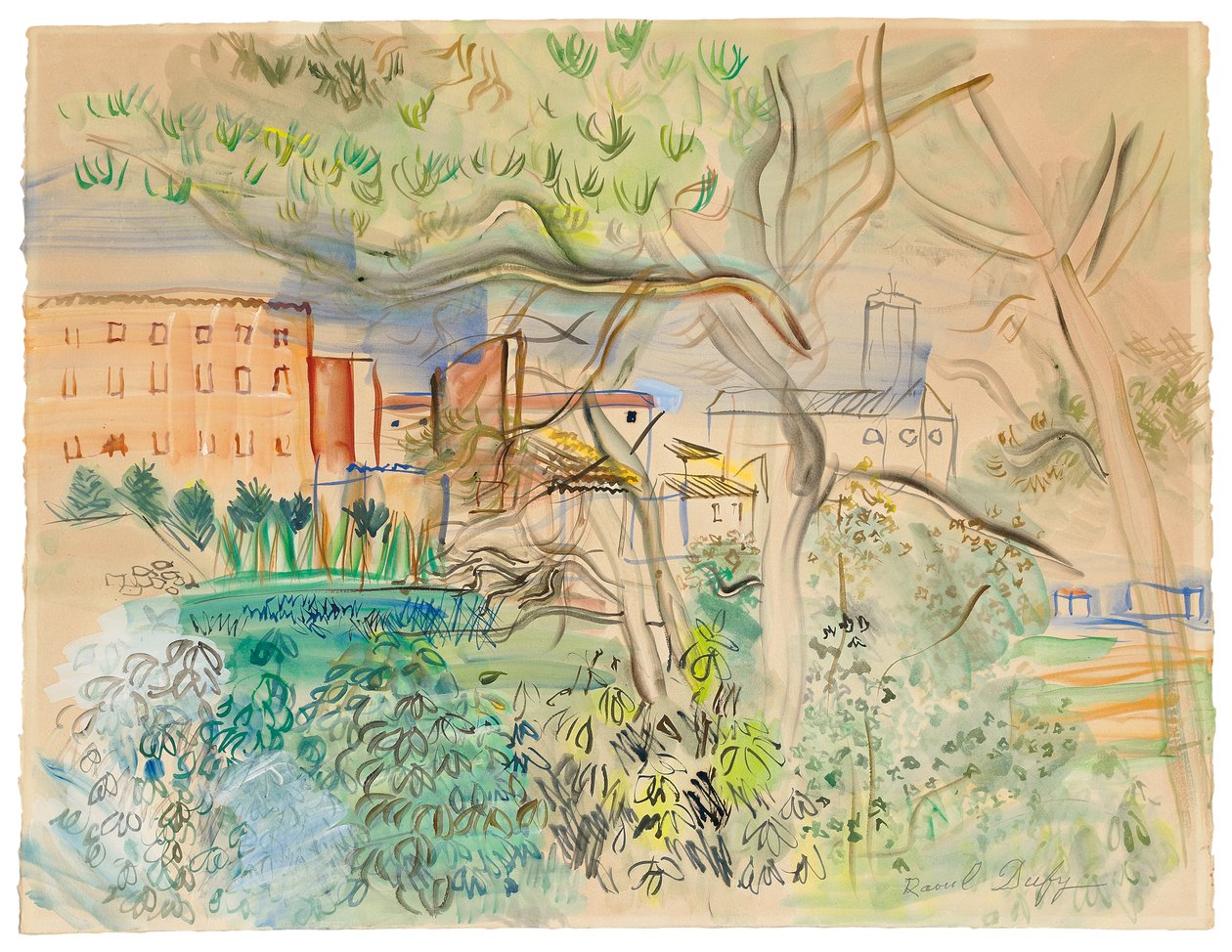 Caldas de Montbuy (akvarel a kvaš na papíře) od Raoul Dufy