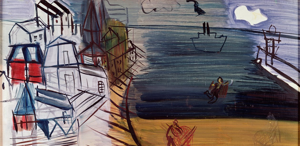 Nákladní loď v Sainte-Adresse, po roce 1945 (olej na tvrdé desce) od Raoul Dufy